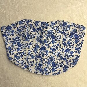 NWOT Fashion Nova Blue and White Floral Print Lace Up Corset Top Size XL